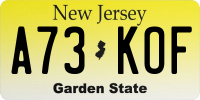 NJ license plate A73KOF