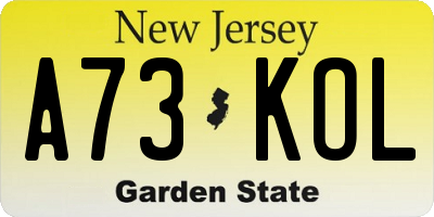 NJ license plate A73KOL