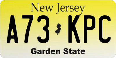 NJ license plate A73KPC
