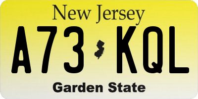 NJ license plate A73KQL