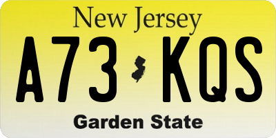 NJ license plate A73KQS