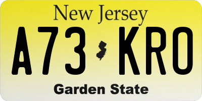 NJ license plate A73KRO