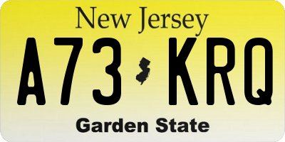 NJ license plate A73KRQ