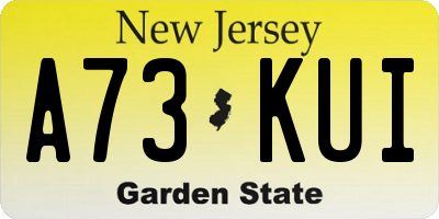 NJ license plate A73KUI