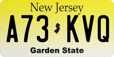 NJ license plate A73KVQ