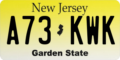 NJ license plate A73KWK