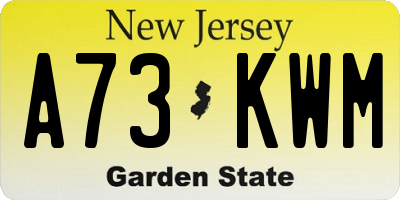 NJ license plate A73KWM