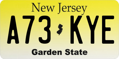 NJ license plate A73KYE