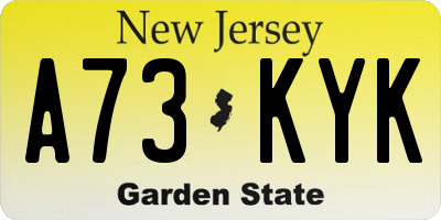 NJ license plate A73KYK