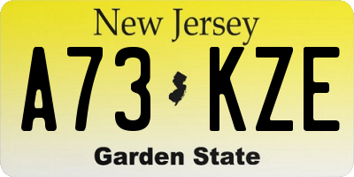 NJ license plate A73KZE