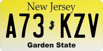 NJ license plate A73KZV