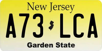 NJ license plate A73LCA