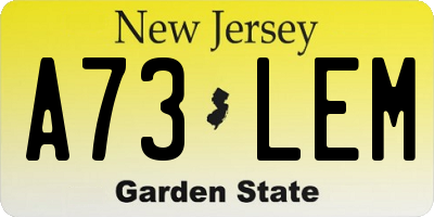 NJ license plate A73LEM