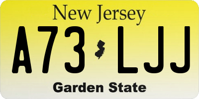 NJ license plate A73LJJ
