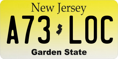 NJ license plate A73LOC
