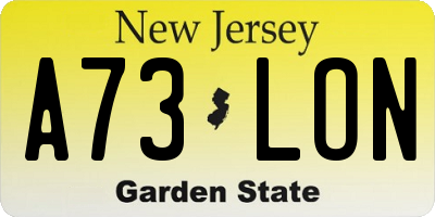 NJ license plate A73LON