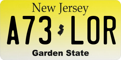 NJ license plate A73LOR