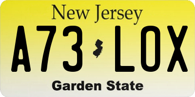 NJ license plate A73LOX