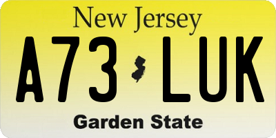 NJ license plate A73LUK