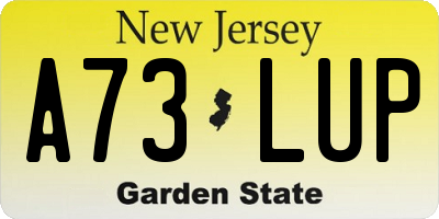NJ license plate A73LUP