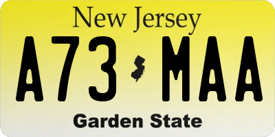 NJ license plate A73MAA