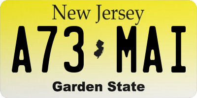 NJ license plate A73MAI