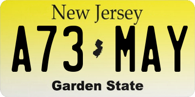 NJ license plate A73MAY