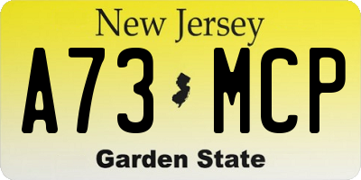 NJ license plate A73MCP