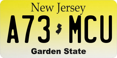 NJ license plate A73MCU