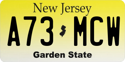 NJ license plate A73MCW