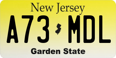 NJ license plate A73MDL
