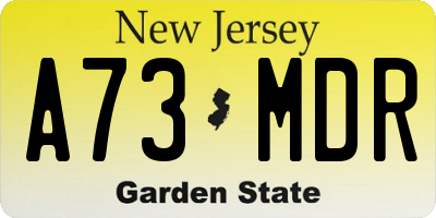 NJ license plate A73MDR