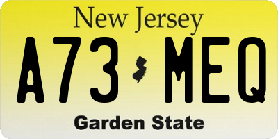 NJ license plate A73MEQ