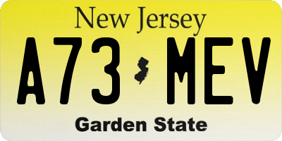 NJ license plate A73MEV