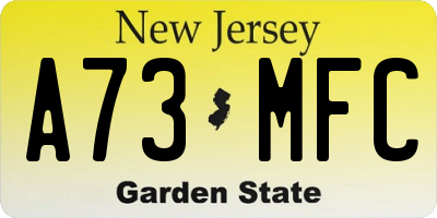 NJ license plate A73MFC