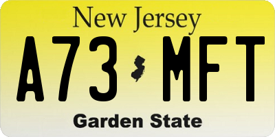 NJ license plate A73MFT