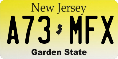 NJ license plate A73MFX