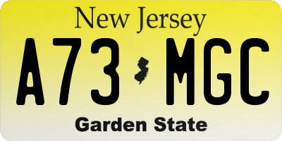 NJ license plate A73MGC