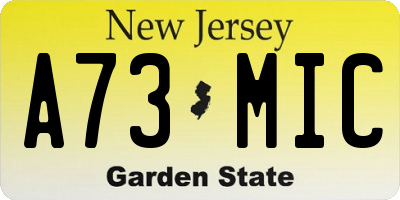 NJ license plate A73MIC
