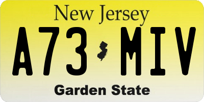 NJ license plate A73MIV