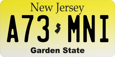 NJ license plate A73MNI