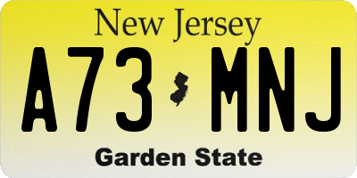 NJ license plate A73MNJ