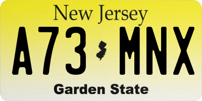 NJ license plate A73MNX