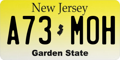 NJ license plate A73MOH