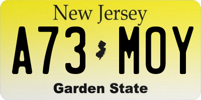 NJ license plate A73MOY