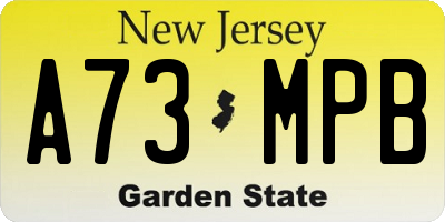 NJ license plate A73MPB