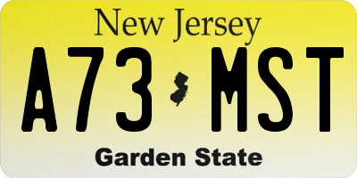 NJ license plate A73MST