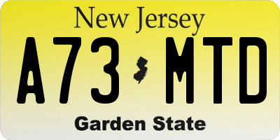 NJ license plate A73MTD
