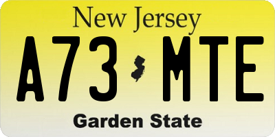 NJ license plate A73MTE