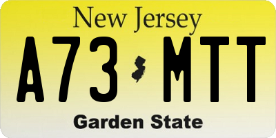 NJ license plate A73MTT